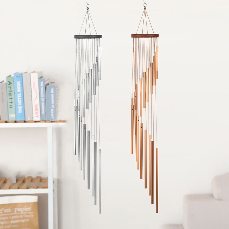 35inch 18-Bar Classic Rotating Wind Chime Solid Wood Aluminum Alloy