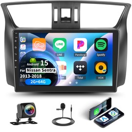 2G+64G Android 15 Car Stereo for Nissan Sentra 2013-2018 with Wireless Carplay Android Auto,10.1” Touchscreen Car Radio with Mirror Link WiFi/GPS Navigation Bluetooth FM/RDS SWC+Rear Camera
