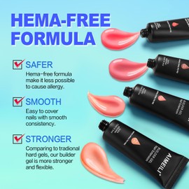 AIMEILI Poly Nail Extension Gel Builder - NAIL GEL HEMA FREE POLY NAIL ENHANCEMENT - DIY Nail Art Design Salon At Home Gift for Women - 061
