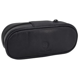 GERMANUS Benedict Pipe Bag Genuine Leather for 2 Pipes in Black, black, Whistle pocket
