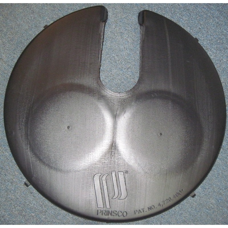 Plastic sump pit cover 18.0" in diameter and 3.0" thick.