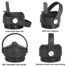 Straw lid for Yeti Rambler Water Bottle 18 26 36 64 oz, Replacement Cap Straw Cap for RTIC 18oz 26oz 36oz, Lid with Straw and Brush and Flexible Handle ﻿