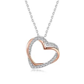 immobird Double Heart Necklace for Women, 5A Zirconia, Hypoallergenic, Popular Gift for Women to Express Love