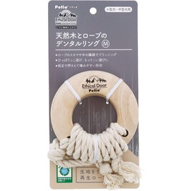 Petio Dog Toy Ethical Door Natural Wood and Rope Dental Ring, Medium
