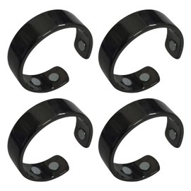 Roinaid Pack of 4 Anti Snoring Ring, Lymphatic Drainage Magnetic Ring, Universal Copper Magnetic Rings, High Quality Generic Anti Snoring Ring, Adjustable Size, Unisex (Black), Metal, Alloy