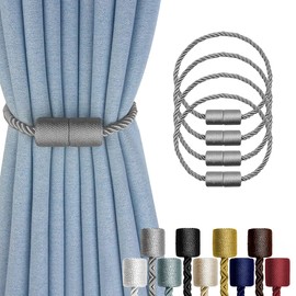 XDerlin Paquete de 4 alzapaños magnéticos fuertes para cortinas, alzapaños decorativos para exteriores, modernos alzapaños hechos a mano, alzapaños decorativos para cortinas, color gris