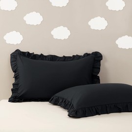 Microfiber Crib Pillowcases 14x20, Black Baby Pillow Cases Envelope Toddler Pillow Shams, Soft Breathable and Non Shrinking Ruffle Pillow Covers Cute Pillow Cases