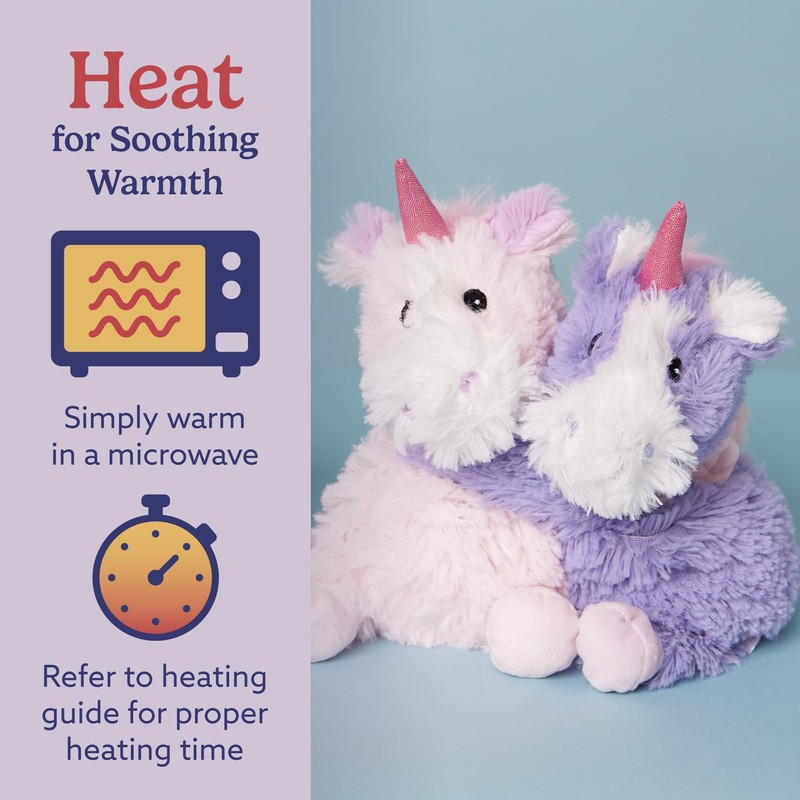 warmies Hugs Duo, Microwavable & Weighted Stuffed Animals, Unicorn -