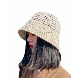[$ole only] Sole Only Bucket Hat, Spring and Summer, Down Brim, Lightweight, Non-stuffy, Breathable, Wrinkle Resistant, Trend, UV Protection, Stylish, Black, Light Brown, Light Beige, Large, Size Adjustable, 22.0 - 23.2 inches (56 - 59 cm), Light Beige)