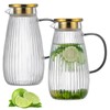 Buaic 2 PACK Glass Pitcher with Lid and Spout,68 oz/2