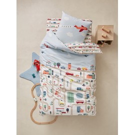 Vertbaudet Children's Bed Linen Set City Beige Printed 140 x 200 cm Pillow 63 x 63 cm