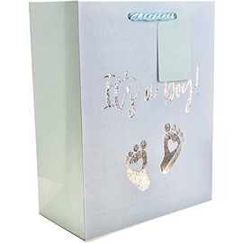 JILLSON & ROBERTS 6-Count Medium 8" x 10.5" x 4.75" Baby Gift Bags, Its A Boy