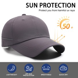 AYPOW 2 Pcs Baseball Cap Unisex Schnell Trocknend Basecap Sports Running Cap, UV Schutz Leichte Baseballkappe mit Reflexstreifen Laufmütze Sommermütze Golf mit Verstellbar Snapback Damen und Herren