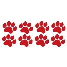 8 Dog Paw Prints Sticker Red - Dogs, Puppy, Pooch Lover
