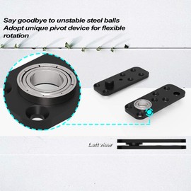 FRMSAET Heavy Duty Stainless Steel Hidden Door Pivot Hinge System Furniture Hardware 360 Degree Rotation Wooden Invisible Door Hinges Set Up Down Shaft - 1 Pack(Large,Black)