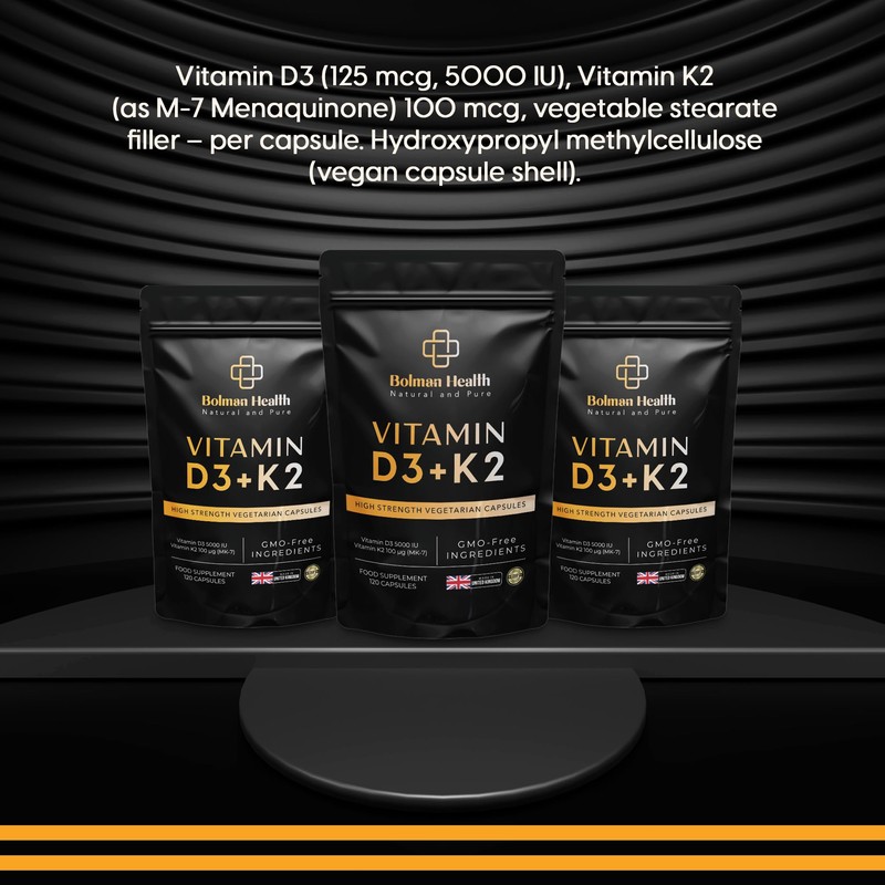 Vitamin D3 + K2 Capsules | 5000 IU Vitamin D3