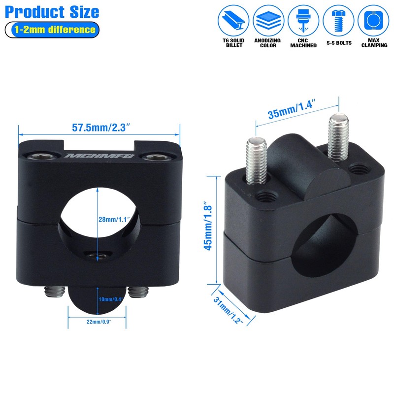 MCHMFG Universal Solid Handlebar Mount Kit For Motorcycle & Dirt