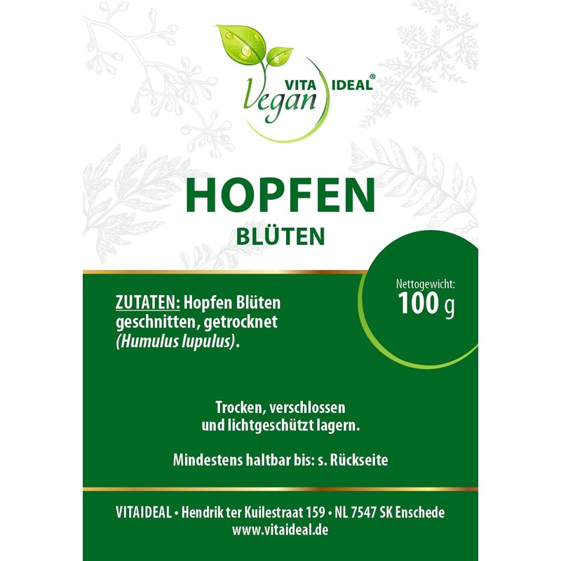 VITAIDEAL Vegan Hop Flowers Cut "Spar-POTT" (Humulus Lupulus) 2 x
