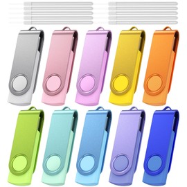 10-Pack 16GB USB 2.0 Flash Drives Bulk Memory Stick Swivel Thumb Drives 16 GB for Universal Data Storage at Home and Office for Storing Photo/Video/Music/File by Kepmem