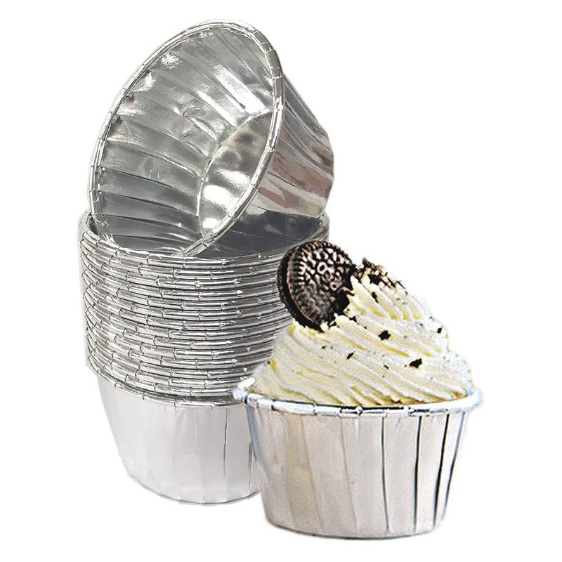 ANCLLO 50Pcs Party Hippo Cupcake Cups Foil Muffin Liners Gold