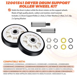 12001541 303373K Dryer Drum Roller Kit, WP33002535 Drum Belt, 6-3700340 Dryer Idler Pulley Upgrade,15 Years Warranty, Fit for Maytag Crosley Kenmore Dryer, Replace 303373,306508VP,33001783,33002535