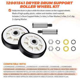 12001541 303373K Dryer Drum Roller Kit, WP33002535 Drum Belt, 6-3700340 Dryer Idler Pulley Upgrade,15 Years Warranty, Fit for Maytag Crosley Kenmore Dryer, Replace 303373,306508VP,33001783,33002535