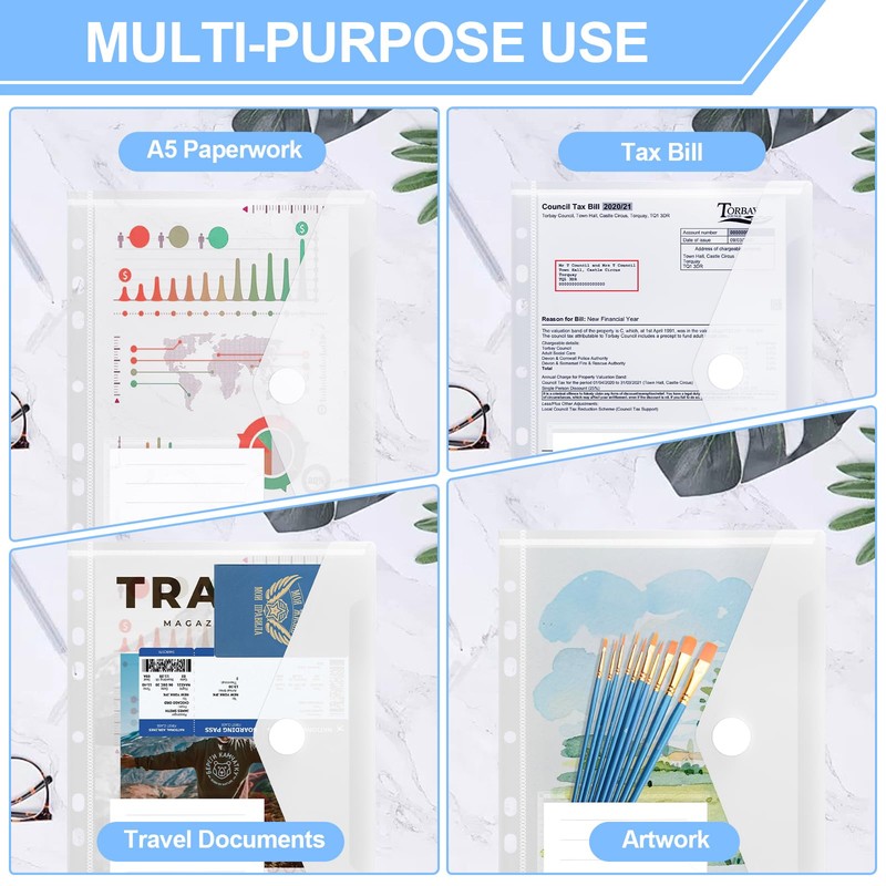 Pack of 50 A5 Document Wallets Waterproof Document Folders for
