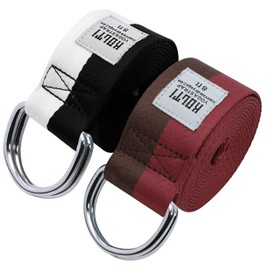 Yoga Strap Premium Athletic Stretch Band with Adjustable Metal D-Ring Buckle Loop