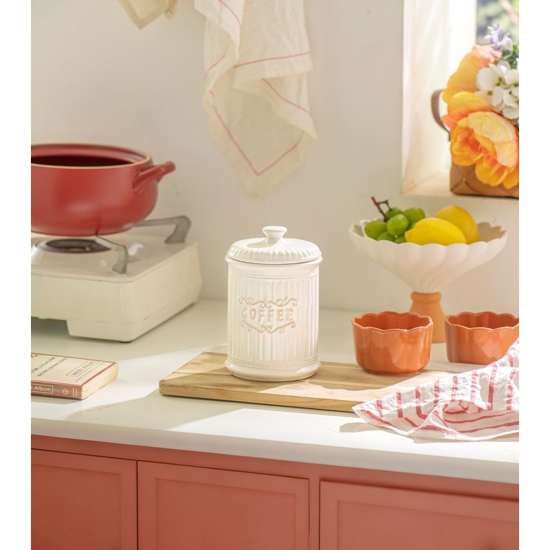 TAWCHES Doric Scroll Ceramic Canisters Sets For The Kitchen Canisters