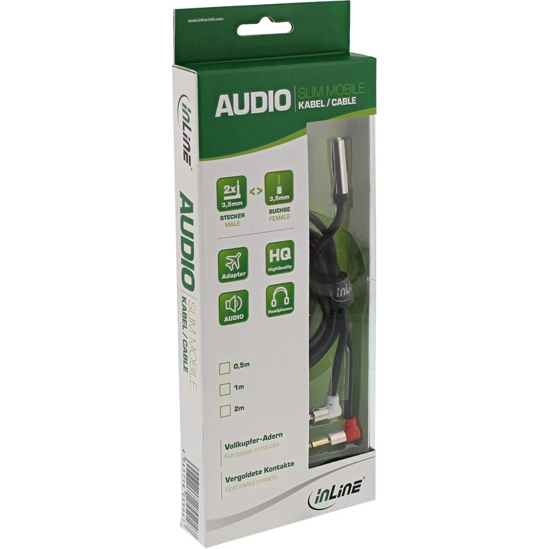 InLine 99251 Slim Audio Kopfhörer Flugzeug-Adapterkabel, 2x 3,5mm Klinke ST