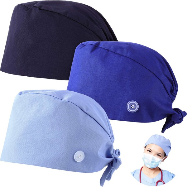Syhood 3 Pieces Working Caps with Buttons and Sweatband Adjustable