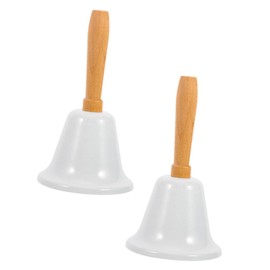 WOONEKY 2pcs Rustic Iron Ring Bell Handbell Jingle Bells for Christmas Party Hotel Service Bell
