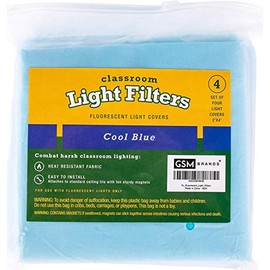 Fluorescent Light Covers - Light Diffuser - Fluorescent Light Coverings - Light Covers 2’ X 4’ - Calm Blue Filter Pack of 4 - for Classroom, Office, Hospital and Home