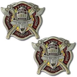 Firefighter Men of Fire 911 Thin Red Line Firefighting Collectible Challenge Coin