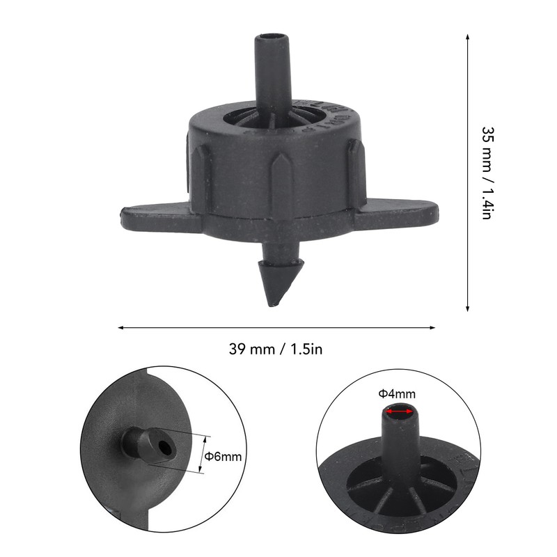 100pcs Drip Emitter 4mm Pressure Compensation Uniform Flowing PP Irrigation