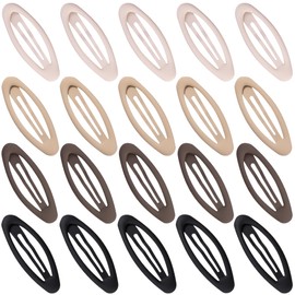 Cptots 20PCS Oval Metal Snap Clips for Women No Slip Small Barrettes for Thin Fine Hair,Matte Black Brown Beige