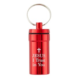 Needzo Pill Holder for Purse, Keychain Accessories, Jesus I Trust in You, 0.87x2 Inches