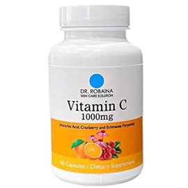 Dr. Robaina Skin Care Solution Vitamins ans Supplements Vitamin C 1000mg (Ascorbic Acid, Cranberry and Echinacea Purpurea) with Echinacea and Cranberry 60 Capsules