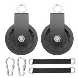 Gorise 2Pcs Pulley System with Hanging Strap Carabiner,Fitness Swivel Pulley Wheel for DIY Home LAT Pulldown and Lift Cable Machine