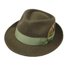 Borges & Scott Alpaca Doyle - Teardrop Fedora Hat - Premium Alpaca Wool Felt - Crushable for Travel - Water Resistant - Unisex - Green 54cm