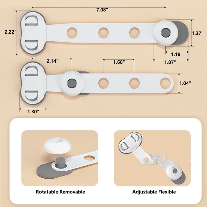 Child Safety Cabinet Strap Locks - OKEFAN 12 Pack Baby