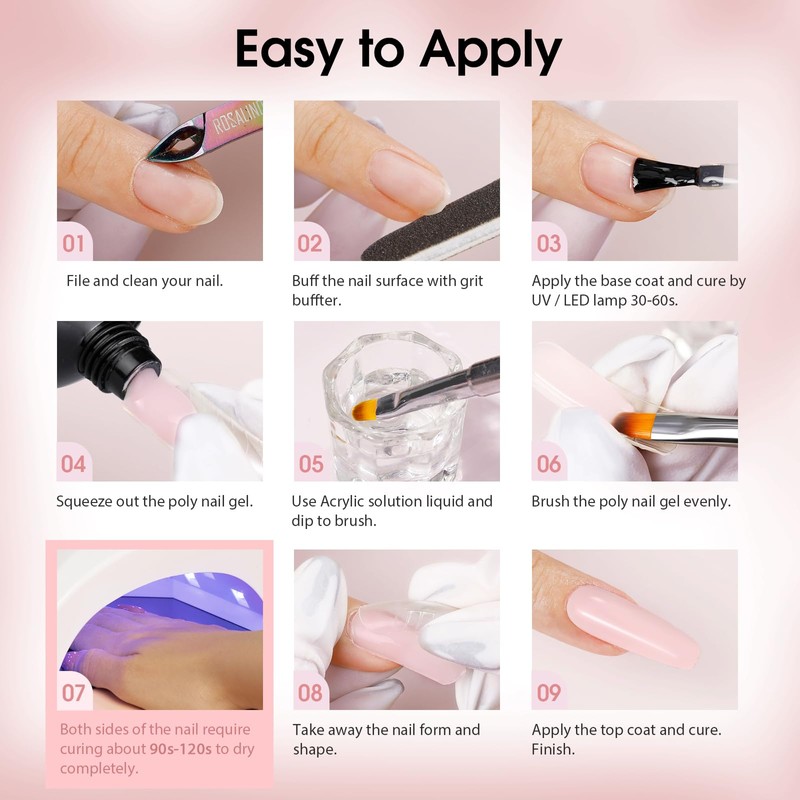 Poly Nail Gel Set, 8 Color Nude Classic, 0.34oz Per