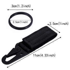 BESTKEE Men's Nylon Tactical Keychain Belt Clip Attachment Strap Hanging Carabiner Clip Black, Keychain