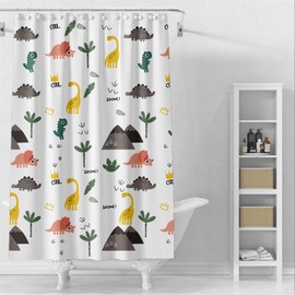 Plastic Shower Liner - Premium EVA 5G Shower Curtain Liner with Rustproof Grommets and 3 Weighted Magnets, Waterproof Shower Curtains for Bathroom (Cartoon Dino, 72" x 72")