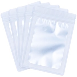 Millefiore Resealable Mylar Pouch Bag Great for Office Home Party Favor Food Storage (100PCS, White Color, 3 x 4.7 inch)