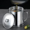 Oil Container Grease Pot Stainless Steel Strainer Large Capacity for