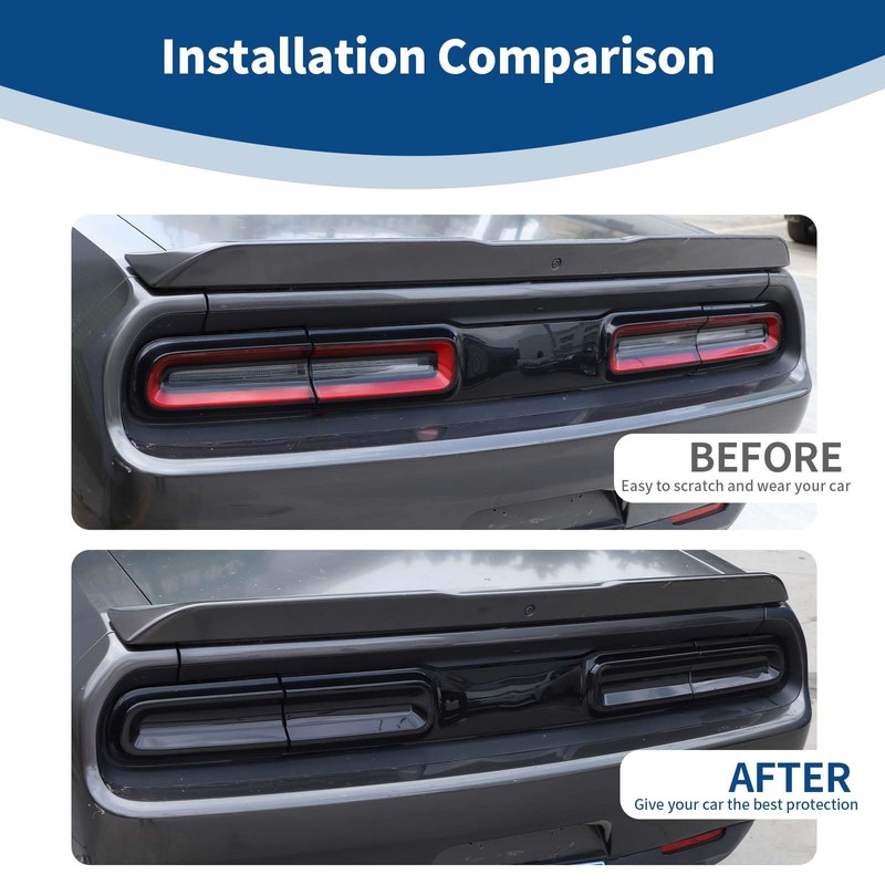 PDKLIN for Challenger Tail Lights Covers Trim Smoked Black for