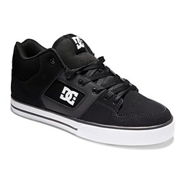 DC Men's Pure MID Casual Skate Shoe, Black/White, 9