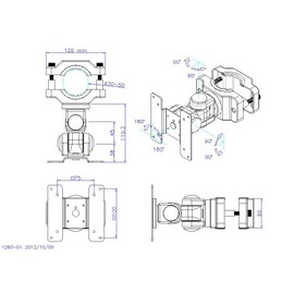 DP55W White LCD Monitor Pole-Mount VESA Bracket for 1.25-2.5 diam. Poles