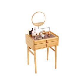 Welnow Makeup Vanity Desk, Modern Small Dresser with Adjustable-Angles Mirror & 2 Storage Drawers, Dressing Table for Girls, Small Space, Bedroom, Wood